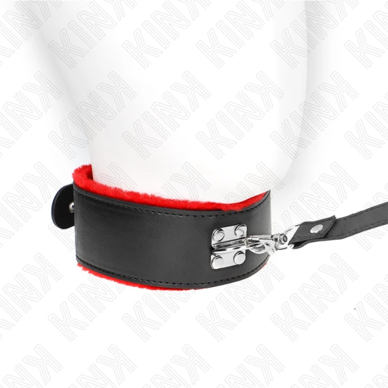 Colier cu lesă, cu curea 116 cm, curea din piele roșie reglabilă 40-48 cm x 6 cm