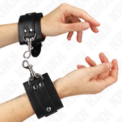 Set de brățări pentru încheieturi, model tip cătușe pentru dungeon, Negru, ajustabil 21-28 cm x 5.5 cm