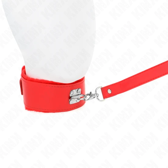 Colier cu lesă 116 cm cu nituri argintii, Model 4, Roșu, reglabil 40-48 cm x 6 cm