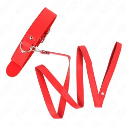 Choker cu lesă, cu curea, 116 cm, roșu, ajustabil 32-50 cm x 8 cm