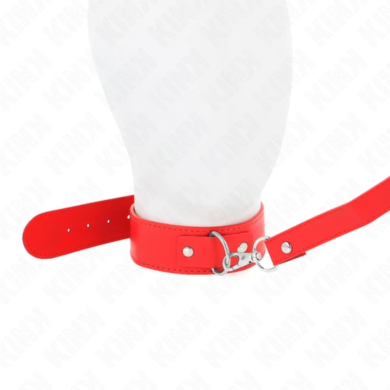 Choker cu lesă, cu curea, 116 cm, roșu, ajustabil 32-50 cm x 8 cm