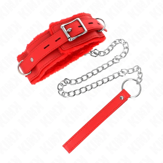 Guler cu Lesă 65 CM cu Restricții Roșu 36-42 CM x 5.5 CM