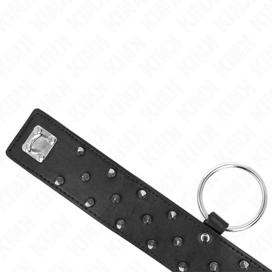 Colier cu lesă 65 cm cu nituri argintii, model 5, reglabil 36-43 cm x 5 cm