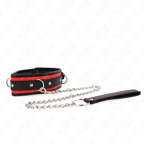 Colier masiv cu curea, model 2, reglabil 36,5-50 cm, 65 cm, Negru