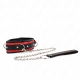 Colier masiv cu curea, model 2, reglabil 36,5-50 cm, 65 cm, Negru