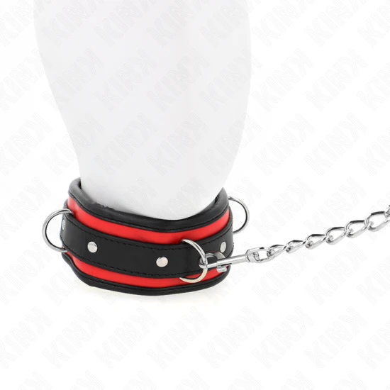 Colier masiv cu curea, model 2, reglabil 36,5-50 cm, 65 cm, Negru
