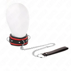 Colier masiv cu curea, model 2, reglabil 36,5-50 cm, 65 cm, Negru