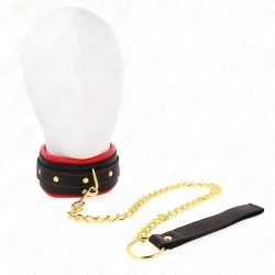 Choker cu lesă din material simplu, Negru, ajustabil 33-48 cm x 5.7 cm