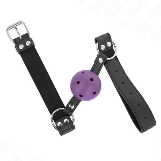 Dispozitiv de gura tip bilă, Mov, 4 cm, cu dublu nit, 62,5 x 2,5 cm, reglabil 42-58 cm