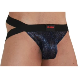 Jockstrap din material elastic, albastru/negru, S