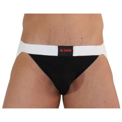 Jockstrap din material elastic, negru/alb, XL