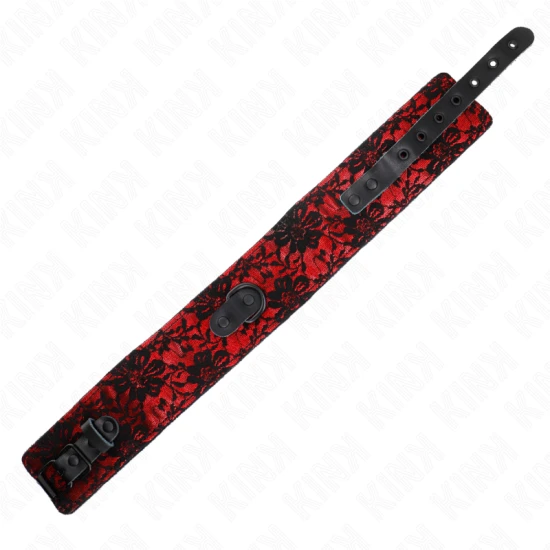 Colier din dantelă cu curea din piele naturală 105 cm / 44 X 5,5 cm