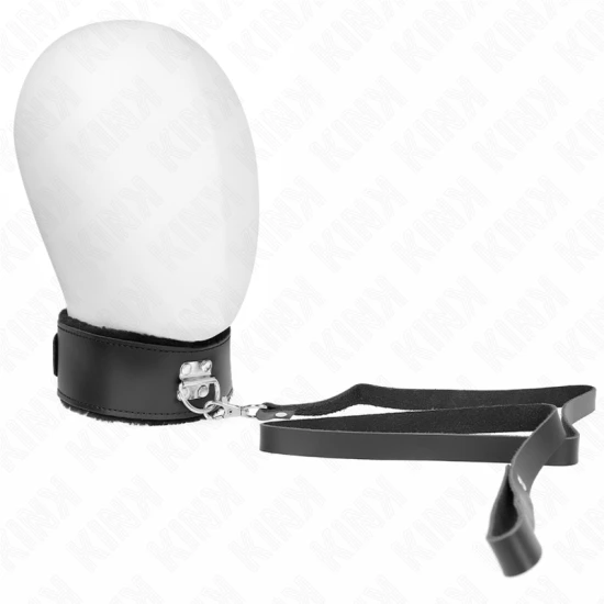 Colier cu lesă, curea, 116 cm, curea din piele neagră, reglabilă 40-48 cm x 6 cm