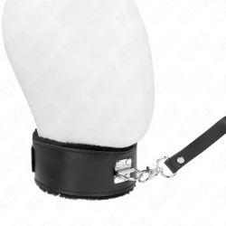 Colier cu lesă, curea, 116 cm, curea din piele neagră, reglabilă 40-48 cm x 6 cm