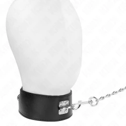 Colier cu lesă 65 cm cu curea lată neagră reglabilă 33,5-41 cm x 5 cm