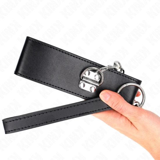 Colier cu lesă 65 cm cu curea lată neagră reglabilă 33,5-41 cm x 5 cm