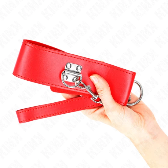 Colier cu lesă, model cu curea, Roz, 65 cm, curea lată reglabilă 33.5-41 cm x 5 cm