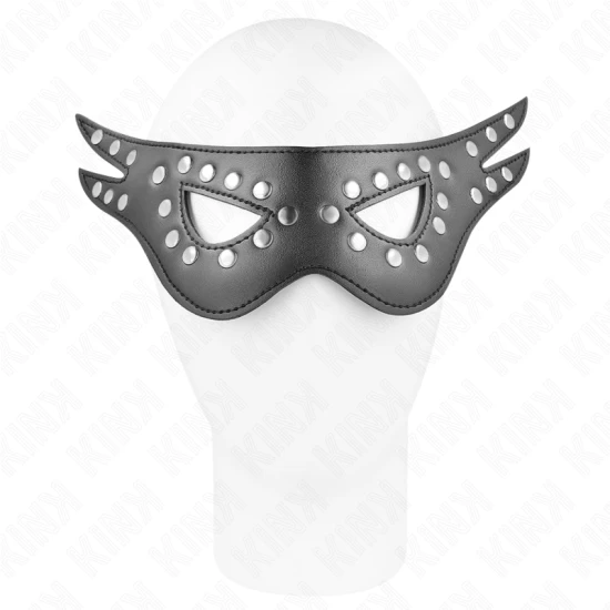 Masca sexy din piele ecologică, Model 1, Roz-negru. 27 x 13 cm