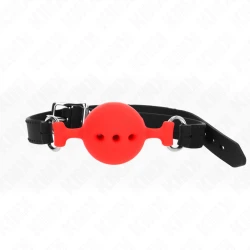 Dispozitiv de tip gag din silicon integral, Roz, 55 x 2 cm, cu bilă 4,5 cm, reglabil 35-51 cm