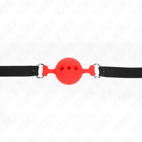 Dispozitiv de tip gag din silicon integral, Roz, 55 x 2 cm, cu bilă 4,5 cm, reglabil 35-51 cm