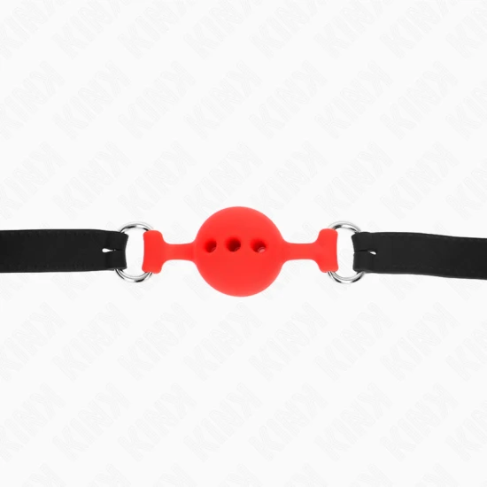 Jucărie tip gag din silicon, Full Silicone, Roz, 55 x 2 cm, bilă 4 cm, reglabil 35-51 cm