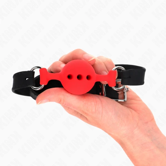 Jucărie tip gag din silicon, Full Silicone, Roz, 55 x 2 cm, bilă 4 cm, reglabil 35-51 cm
