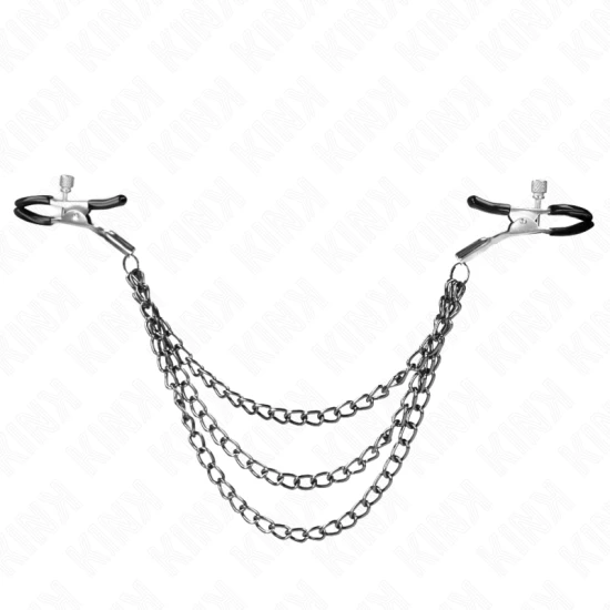 Cleme pentru mameloane cu 3 lanțuri, Negru, 20/23/28 cm