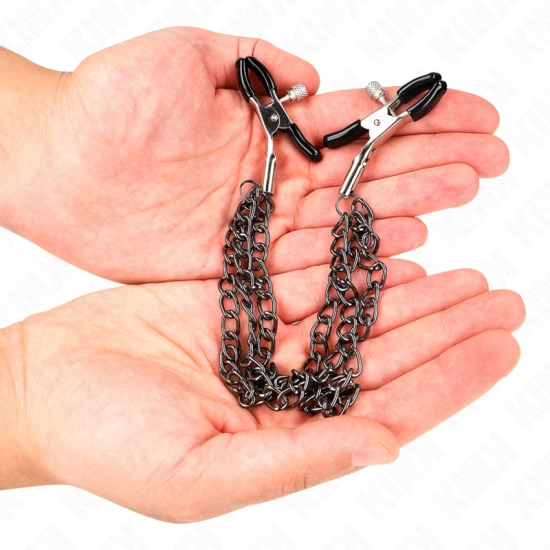 Cleme pentru mameloane cu 3 lanțuri, Negru, 20/23/28 cm
