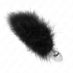 Plug anal din oțel inoxidabil, 11 x 7 cm, cu coadă tip pană, 11 cm