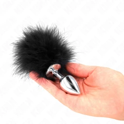 Plug anal din oțel inoxidabil, 11 x 7 cm, cu coadă tip pană, 11 cm