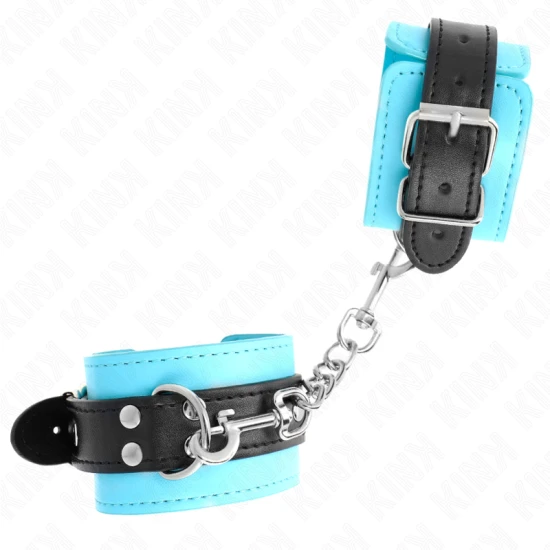 Sistem de fixare la încheietura mâinii, Albastru, cu blană artificială, reglabil, 20-28 cm x 5.5 cm