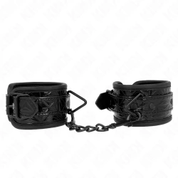 Set cătușe pentru încheieturi, model cu imprimeu tip diamant, Negru, ajustabile, 17-26 cm x 5.5 cm