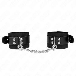Seturi de fixare pentru încheieturi, Nylon, Negru, cu curea din piele, ajustabile, 19-29 cm x 5.1 cm