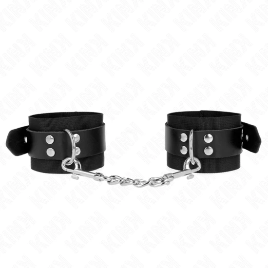 Seturi de fixare pentru încheieturi, Nylon, Negru, cu curea din piele, ajustabile, 19-29 cm x 5.1 cm