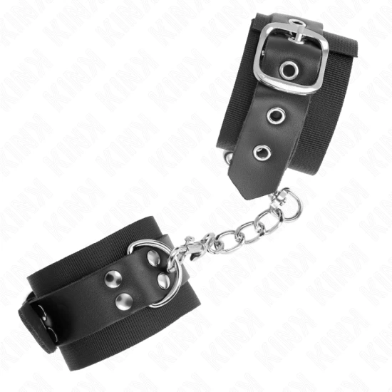 Seturi de fixare pentru încheieturi, Nylon, Negru, cu curea din piele, ajustabile, 19-29 cm x 5.1 cm