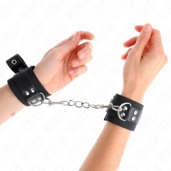 Seturi de fixare pentru încheieturi, Nylon, Negru, cu curea din piele, ajustabile, 19-29 cm x 5.1 cm