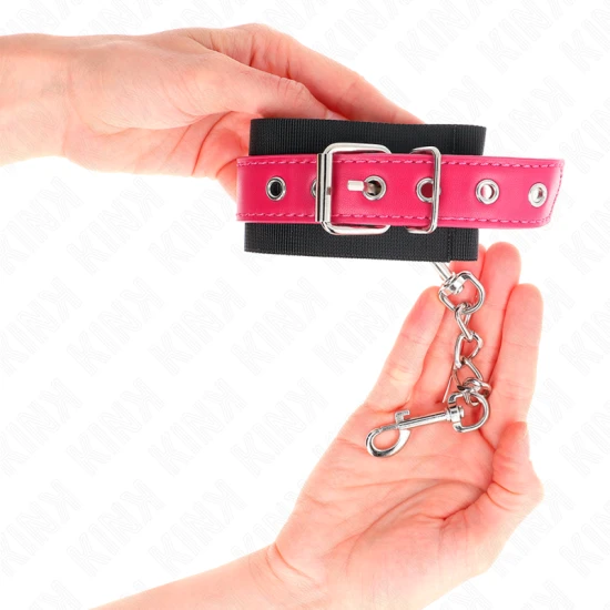 Seturi de fixare pentru încheieturi, Nylon, Roz cu curea tip piele, ajustabile 19-29 cm x 5.1 cm