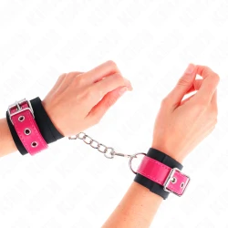 Seturi de fixare pentru încheieturi, Nylon, Roz cu curea tip piele, ajustabile 19-29 cm x 5.1 cm