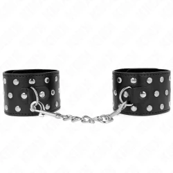 Seturi pentru încheieturi, Piele tip cătușe, Roz, Negru, Reglabile 19-24 cm x 5.5 cm