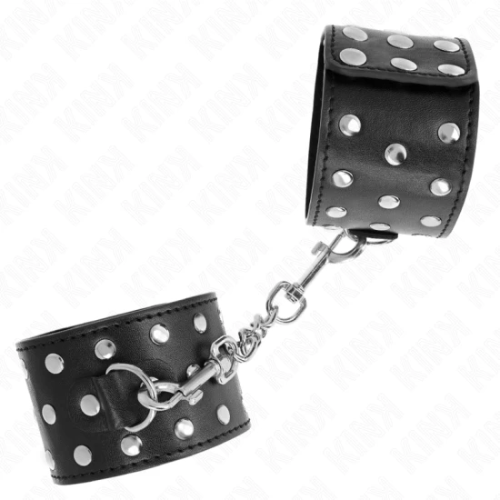 Seturi pentru încheieturi, Piele tip cătușe, Roz, Negru, Reglabile 19-24 cm x 5.5 cm