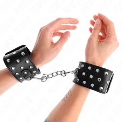 Seturi pentru încheieturi, Piele tip cătușe, Roz, Negru, Reglabile 19-24 cm x 5.5 cm