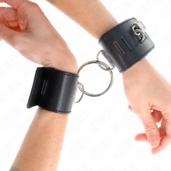 Fixatoare pentru incheieturi cu inel și închidere cu lacăt, Negru, ajustabile, 16-23 cm x 5.5 cm
