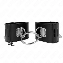Fixatoare pentru incheieturi cu inel și închidere cu lacăt, Negru, ajustabile, 16-23 cm x 5.5 cm