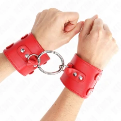 Fixare pentru încheietura mâinii cu inel și ținte, ajustabile, roșu, 17-22 cm x 6.5 cm