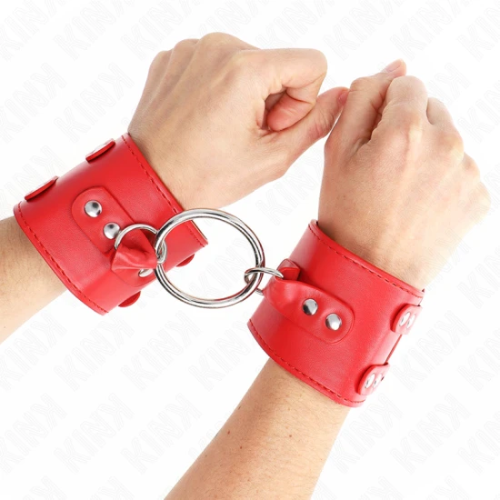 Fixare pentru încheietura mâinii cu inel și ținte, ajustabile, roșu, 17-22 cm x 6.5 cm