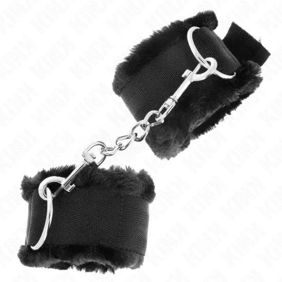 Ham Furry Lined Wrist Restraints, Realist, Negru