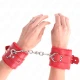 Cătușe pentru încheieturi cu căptușeală din blană, cu găuri pătrate, Rosu, ajustabile 17-29 cm x 6 cm