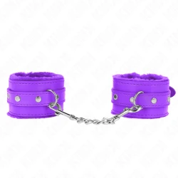 Seturi pentru încheieturi, căptușite cu blană, mov cu curea mov, ajustabile 17-29 cm x 6 cm