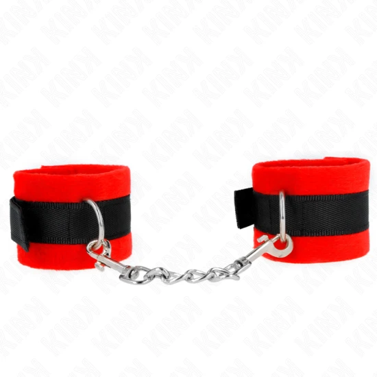 Ham Beginner Fur Hand Cuffs, Realist, Negru-Roșu