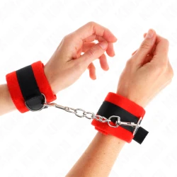 Ham Beginner Fur Hand Cuffs, Realist, Negru-Roșu